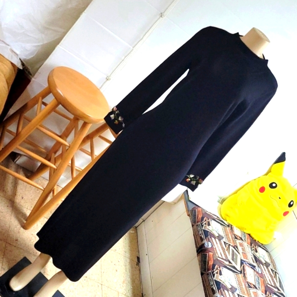 Nina Leonard Dress Black XS Sweater Dress New